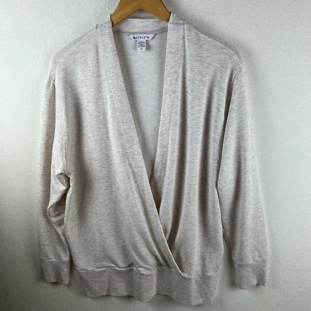 Athleta Women’s Size M Heather Grey Pull Over V-neck Sweat Shirt